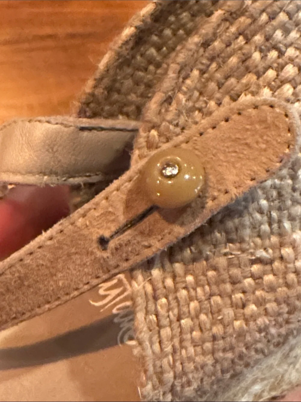 Castaner Bruna Espadrille Wedge Shoe 38 Taupe Sand Leather Open Casual Button - Picture 12 of 16